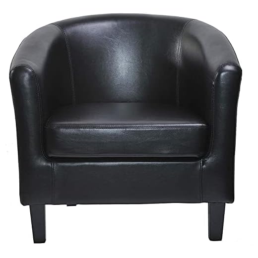 1home Faux Leather Tub Chair, Moder Bucket Chair with Soft Seat, Armchair club Chair for Living Room Bedroom Reading Room Waiting Room (Black)