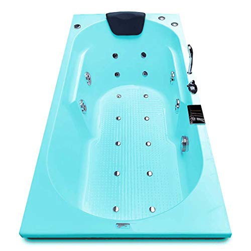 Image of MADONNA Divine 5.5 Feet Acrylic Bathtub with Whirlpool Massage, Bubble Bath, Back Massager and Filler System (Cyan Blue)