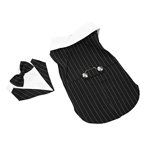 Hundeanzug, Hochzeitsanzug mit Fliege für Hunde, Stilvoll, Klassisch, Vertikal Gestreift, für Hunde, Formeller Smoking, Abend-Smoking für Hochzeit, Halloween, Geburtstagsfeier (XS)