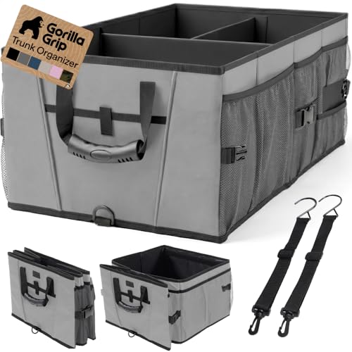 Image of GORILLA GRIP Trunk Organizer for SUV and Cars, Large Capacity, Gray