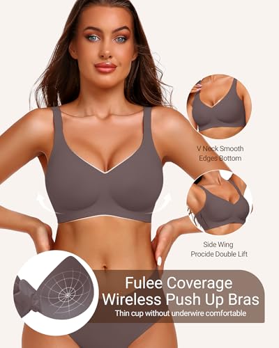 Image of Gailife Smooth Wireless Jelly Bras for Women No Underwire Seamless Push Up Bra Full Coverage Soft Suppor Tshirt Bralettes