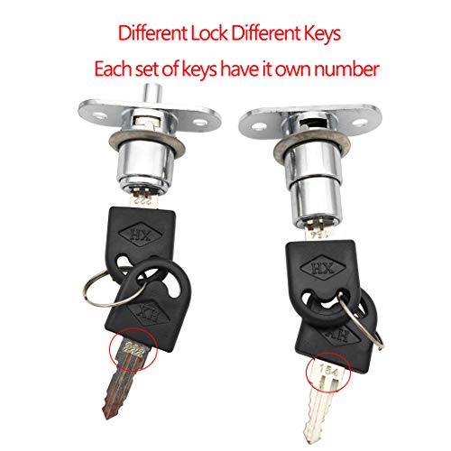 Sipery 2Pcs Push Plunger Lock Drawer Showcase Lock Compatible Desk Wardrobe Furniture Cabinet Locker Showcase With Keys (Different Lock Different Keys) #TOP6