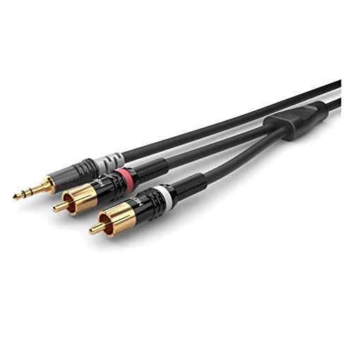 Cable jack de 3.5 mm a 2 RCA Hicon de 3 metros color negro