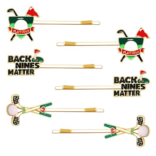 Golf Hair Clips for Women Golf Ball Bag Cart Hairpins Enamel Golf Tee Club Hair Clips Putting Green Bobby Pins Sport Game Day Hair Barrettes Golf Accessories Outfits Gifts