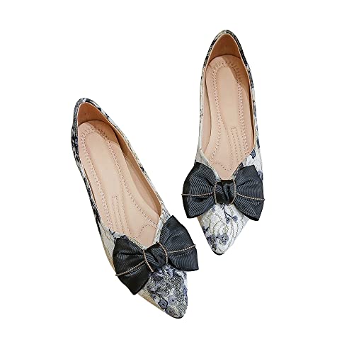 SAILING LU Bow-Knot Ballet Flats for Women Pointy Toe Sequins Dressy Shoes Womens Comfortable Slip on Loafers Light Weight3
