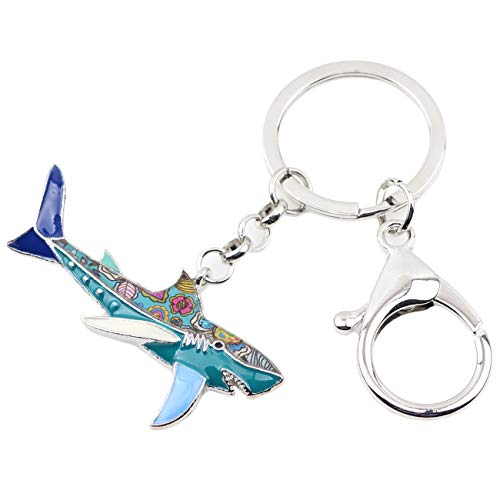WEVENI Enamel Alloy Shark Key Chain Ring Handbag Bag Charm Keychain Fashion Ocean Fish Jewelry for Women Bag Charm Gifts (Blue)2