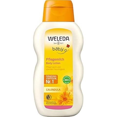 WELEDA Bio Baby Calendula Pflegemilch, Naturkosmetik Körpermilch zur Pflege und Reinigung von trockener Haut, Pflegelotion für Babys und Kleinkinder (1 x 200 ml) | 200ml (1er Pack) Cover