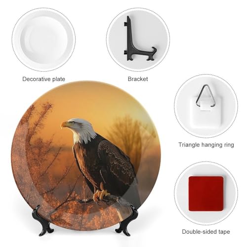 Plato decorativo Golden Sunset Bald Eagle Bone China 7 inch miniatura 3