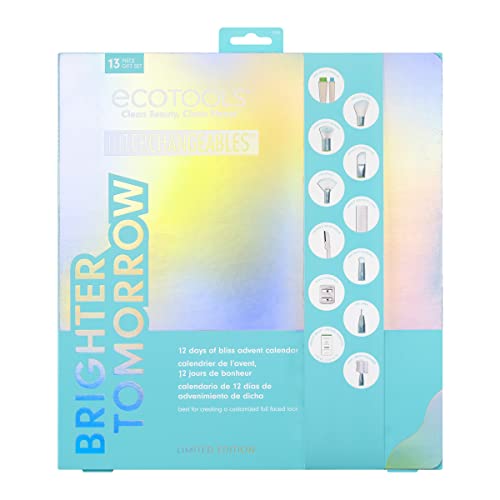 Ecotools Limited Edition 12 Days Of Bliss Interchangeable Makeup Brush Set, For Blush, Eyeshadow, Foundation, & Brows, For Wife, Spouse, Girlfriend, Significant Other, Or Daughter, 13 Piece Gift Set #TOP1