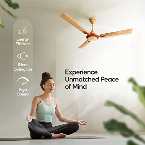 Image of LONGWAY Starlite-1 P1 1200 mm /48 inch Ultra High Speed 3 Blade Anti-Dust Decorative Star Rated Ceiling Fan 2 Years Warranty (Golden Beige, Pack of 1)