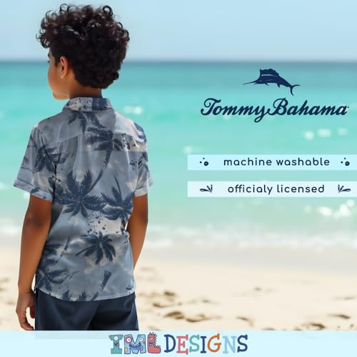 Image of Tommy Bahama Boys Classic Woven Button-Down Short-Sleeve Hawaiian Shirt with Pocket for Kids