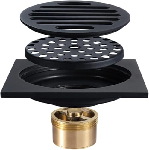 Couvercle de siphon de douche carré en bronze avec grille amovible - 8