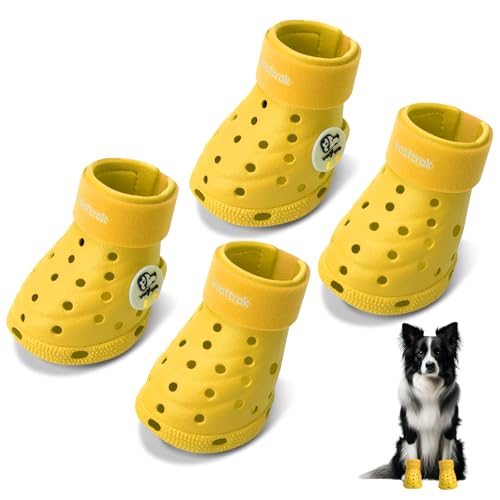 Dog Shoes Breathable Dog Shoe for Hot Pavement, Dog Booties and Paw Protectors, Non-Slip Waterproof Dog Sandals Boots (Yellow, L: (3.1’’x2.5'')(L*W))