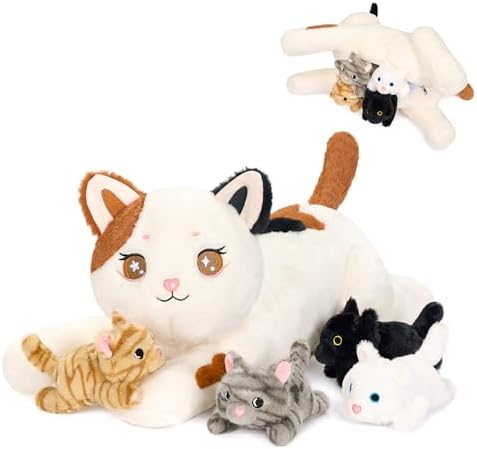 Amazon.com: Onsoyours Original 5PC Cat Stuffed Animals with Babies ...
