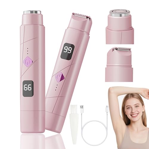 2 in 1 Electric Shaver for Women,Electric Razors Dual Head Bikini Trimmer for Women IPX7 Waterproof Wet & Dry Use Body Hair Trimmer and Facial Hair Remover for Bikini