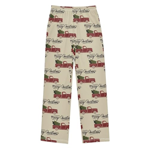 Red Christmas Retro Truck Boys Pants for Kids Jogger Pants with Pockets S-XL