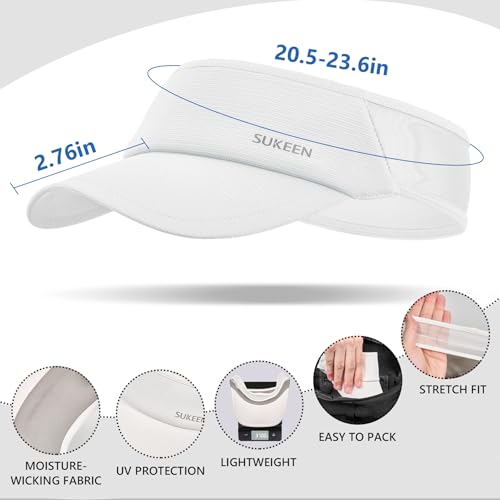 Image of Sukeen Sports Sun Visor Men Women Lightweight Portable Cooling Stretchy Visor Hat for Running, Golf, Daily Wear