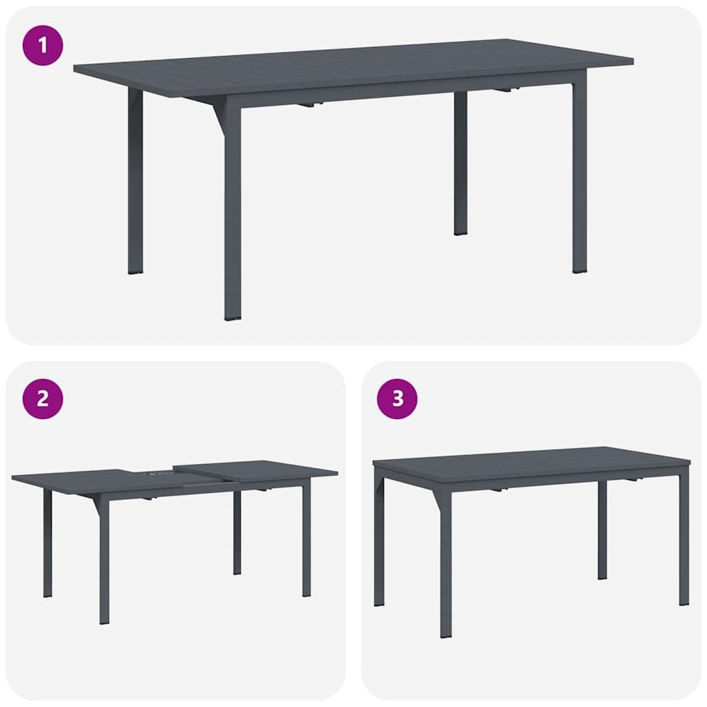 vidaXL Tavolo da Giardino Estensibile per Fino a 6 Persone, con Lunghezza Regolabile 140-180 x 80 x 76 cm, Perfetto per Esterni. Ha Un Design Moderno, è in Alluminio Resistente e ha Una Finitura Gri