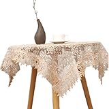 KKlewu 2枚入れ テーブルクロス レース 敷物 サイドテーブル ミニチェスト 食卓 冷蔵庫 テレビカバー 防塵 (コーヒー, 110x110cm)