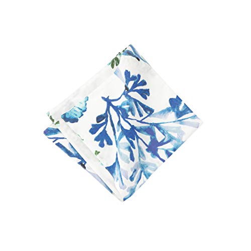 Servilleta de tela cuadrada azul, verde y blanca miniatura 1