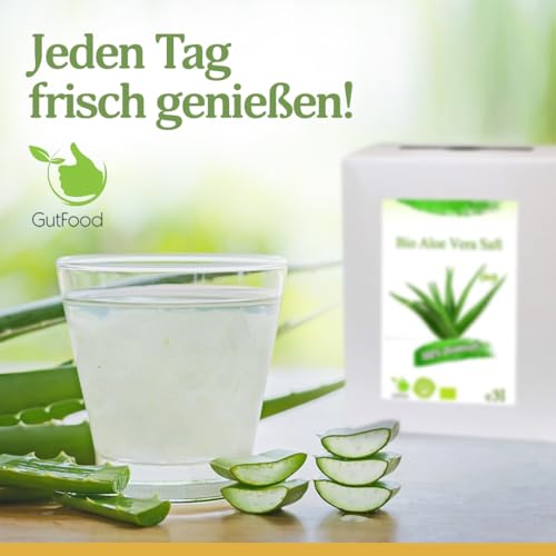 3 Liter Bio Aloe Vera Saft - 3 Monate Bio Aloe Vera Saftkur - ökologischer Aloe Verasaft in Premiumqualität in der praktischen 3 Liter Bag in Box Saftbox - nach Anbruch ungekühlt 3 Monate haltbar