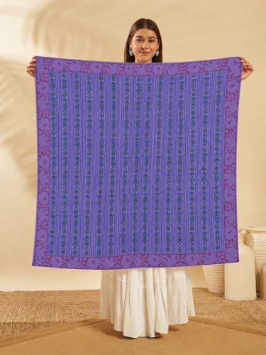 Image of Ravaiyaa - Attitude is everything Sanganer Hand Block Printed Scarves Pure Cotton Scarf Square Hijab Dupatta 40 inch X 40 inch Inch