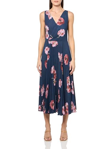 vince pleated double v-neck dress Vince Pleated Double V-Neck Sleeveless Midi Dress