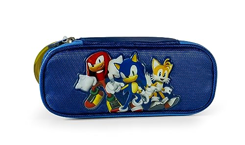 Thecartoonworld Astuccio Ovale A Bauletto Borsello Scuola - Sonic Due (Sonic E Friends)