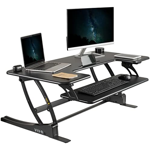 VIVO 42" Electric Standing Desk Converter with Dual-Platform Tray