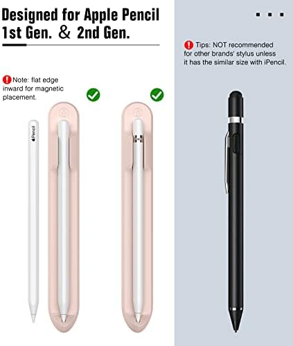 MoKo Magnetic Pencil Holder Compatible with Apple Pencil 1st & 2nd Generation, Strong Adhesive Sleeve Silicone iPencil Holder Sticker Magnetic Attached to Case, Light Pink