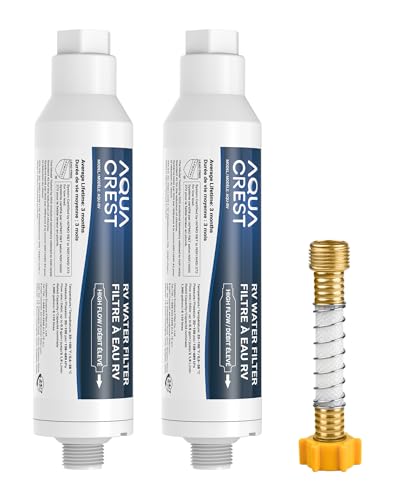 AQUA CREST RV Inline Hose Water Filter, Garden and Camper, NSF Certified, Greatly Reduces Chlorine...
