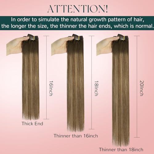 Image of Easyouth 20In Human Hair Clip in Extensions Balayage, for Beginner, 120g | Clip in Hair Extensions Human Hair Ombre, Medium Brown Mix Caramel Blonde, 7pcs, Invisible, Easy to Apply and Remove, Natural