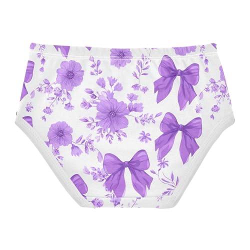 Wusikd Cute Lavender Bows Floral Girls' Underwear Cotton Girls Briefs Soft Toddler Underwear 2T2