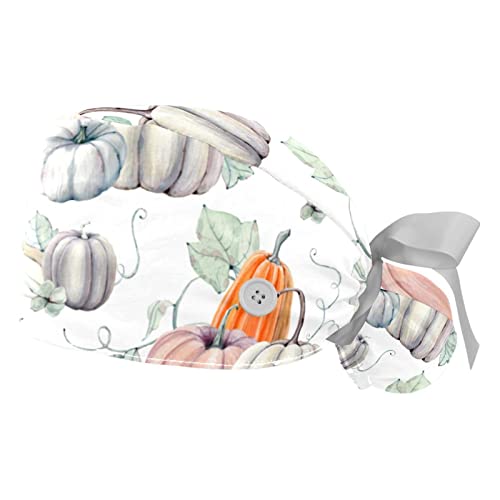 Chapeaux de travail citrouille JDEZ : lot de 2 casquettes bouffantes unisexes