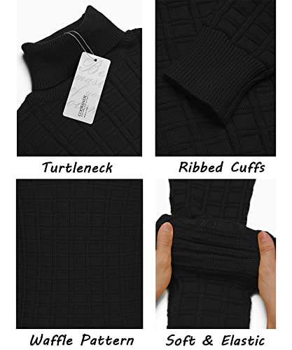 COOFANDY Men's Slim Fit Turtleneck Sweater Casual Solid Waffle Knitted Pullover Sweaters4