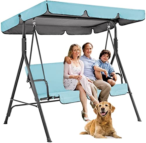 Wuttle Outdoor Patio Swing Top Cover, Replacement Swing Canopy Cover Removable Waterproof Canopy Top, 3 Seater Yard Porch Swing Cover (Color : Blue, Size : 195X125X15Cm/77X49X6'') #TOP5