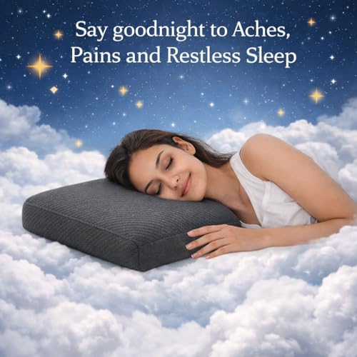 Image of LA VERNE Cooling Gel Infused Pincore Technology Breathable Memory Foam Pillow with 3S Rebound| Cool Gel Cervical Support for Neck & Shoulder Relief (1, Grey, Queen (U.K. Standard))