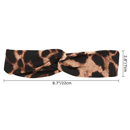 Folora 4Pcs Leopard Print Twisted Criss Cross Elastic Headbands Soft Cotton Hair Bands For Women Girls #TOP1
