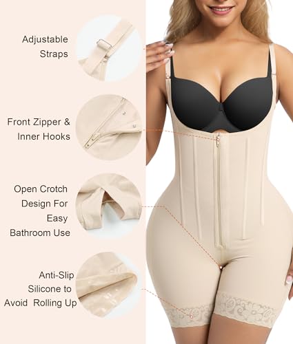 Image of SHAPERX Women's Fajas Colombianas Tummy Control Shapewear Postpartum Butt Lifting Body Shaper with Boned Support