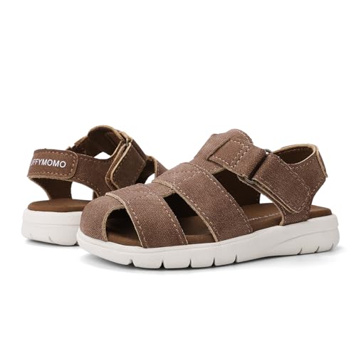 Image of Luffymomo Toddler Kids Closed Toe Fisherman Sandals | Boys Girls Lightweight Shoes,Adjustable Beach Summer Sandal