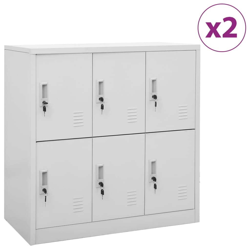 Taquilla decorativa para organización del espacio: taquilla de acero duradero con cerradura de almacenamiento con 2 taquillas, juego de armario de diseño moderno para oficina y escuela en gris