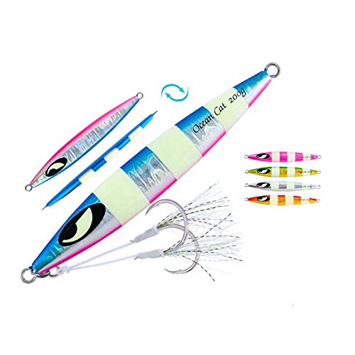 Jigging leurres de pêche OceanCat 250g blue silver pour eau profonde
