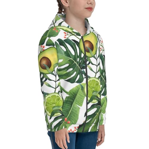 Watercolor Green Tropical Kid Hoodies Boys Zip Up Sweatshirts Girls Pullover with Pocket4