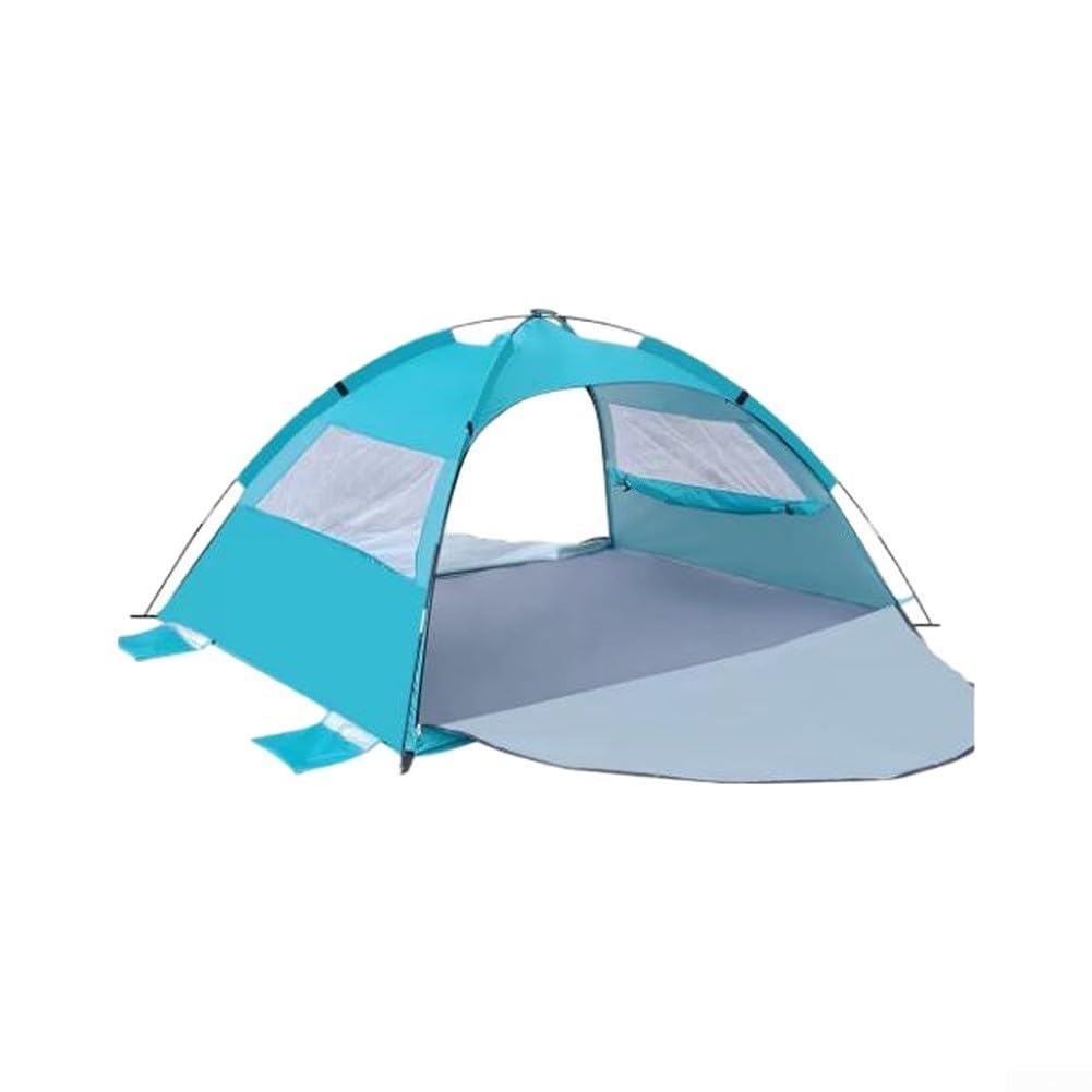 Tenda da spiaggia pieghevole grande 260 x 165 x 150 cm o piccola 200 x 150 x 120 cm, design ventilato a rete con ancore in tessuto di poliestere, pali in fibra di vetro, riparo dal sole leggero per