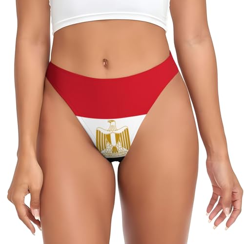 WBQLSL Tanga con estampado de bandera egipcia para mujer, lencería sexy, bragas de bikini, Negro, M