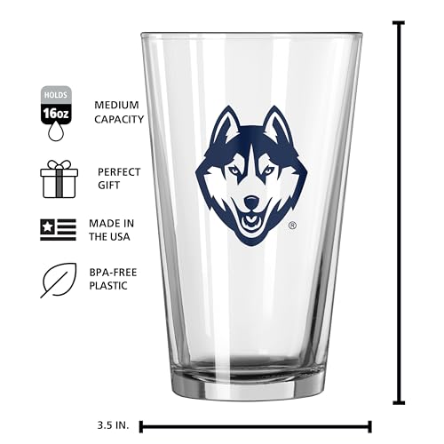 Image of Logo Brands NCAA 16 oz Pint Glass - Durable Glass With Bold Team Color- Chip-Resistant Rim Drinkware For Fans, Tailgates, Home Bars & Everyday Use