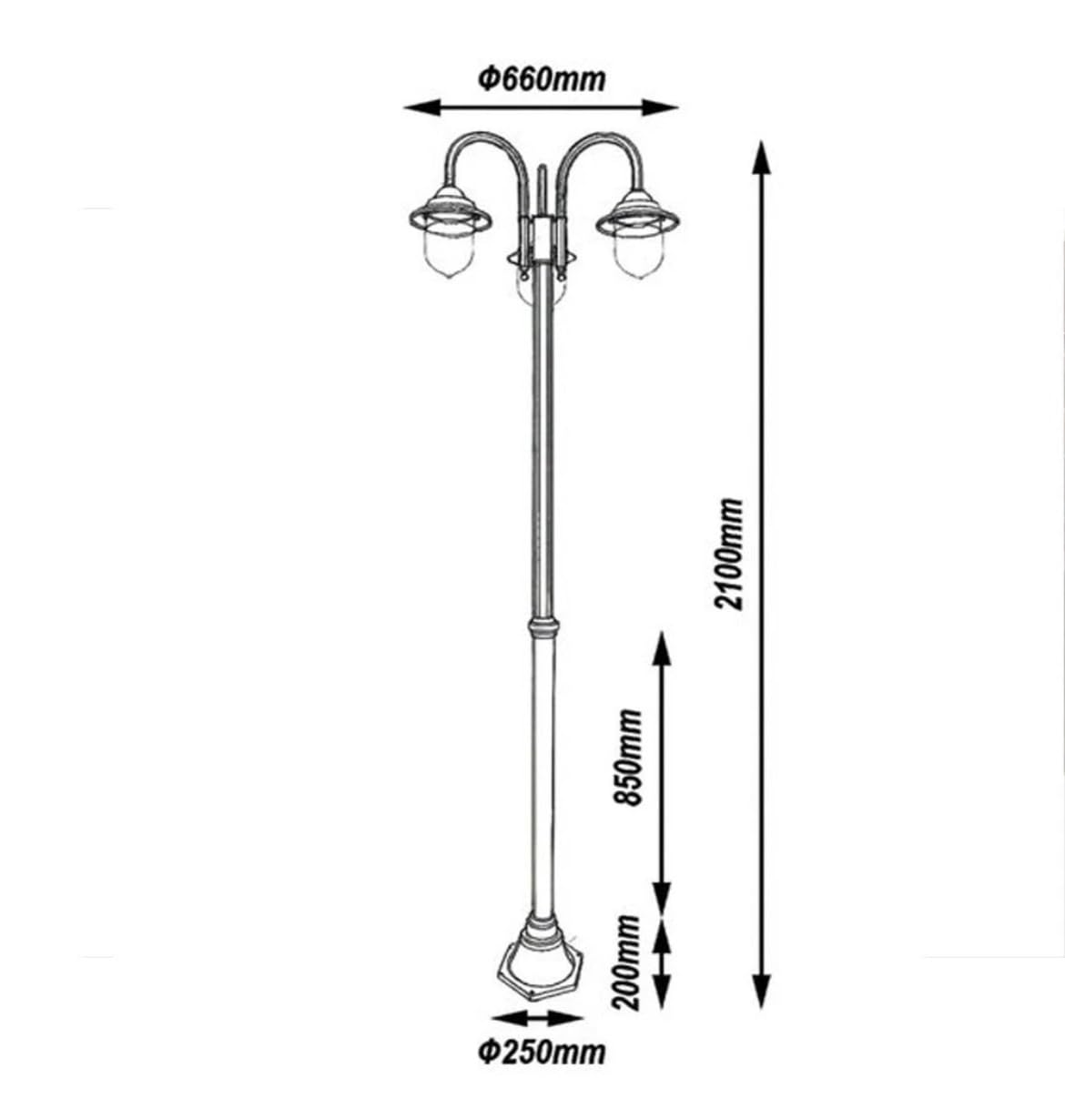 Partenopea Lampione da giardino classico a 3 luci con attacco E27, lanterna da esterno in alluminio IP54, ideale per vialetti, parchi, ingressi e strutture ricettive (Bianco)