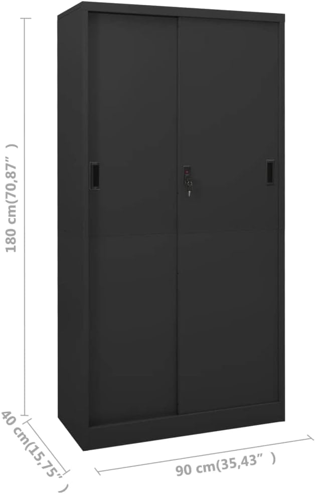 Office Cabinet with Sliding Door Anthracite,Decorative Furniture,File Cabinet,Portable Wardrobe,Indoor Storage Unit,Multi-Function Cabinet,for Living Rooms,Entrances,Office,35.4"x15.7"x70.9" Steel
