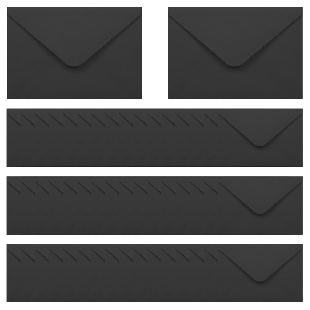 WYAN Mini Envelopes-50 Pack 15.5 * 10.5cm Black Classic Flap Envelopes,Small Parts Envelope,Gummed Envelope for Gift,Greeting Cards,Wedding,Business,Invitation(Card not Included)