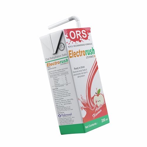 Electrorush ORS Ready to drink | WHO Recommended Formula | Apple Flavour, Pack of 10(200 ml each)